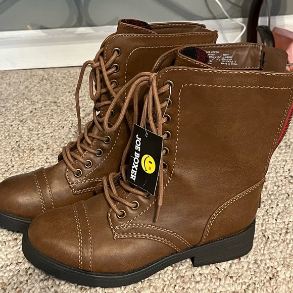 Joe Boxer Shoes Nwt Joe Boxer Midi Brown Lace And Zip Rider Boot